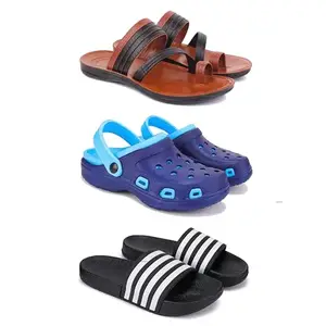 DRACKFOOT Men's Sandals | Lightweight Wear| Stylish & Easy to Wear For Men's GRT-SAN-(3-COMBO)-3151-3019-3024-6