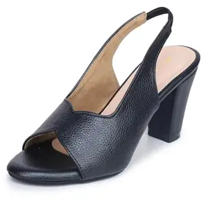 TRASE Women's Ankle Strap Block Heels Sandals| Fashionable Sandals for Women & Girls | Light weight, Soft Footbed, Comfortable & Stylish - 47067, Black, 4 UK