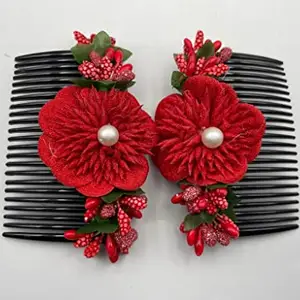AB Beauty House Flower Hair ClipFlower Design Jooda Hairpin Comb Pin red wollen flower
