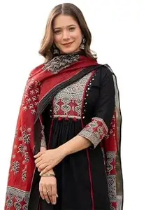 Amayra Women's Pure Cotton A-Line Kurta Set with Palazzo Pants & Dupatta|Ethnic wear|Kurti Suit Set for Women