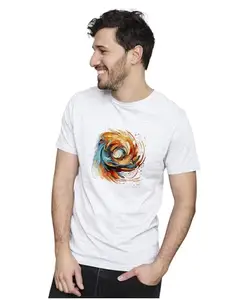 Men's & Women's Regular Fit T-Shirt Just Be Happy - Smile 100% Cotton Unise T-Shirt White|Female4XL(STROKCIR26-White 4XL Men GoalAT,)