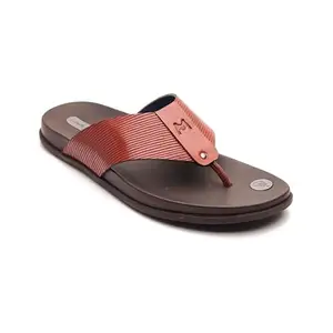 Michael Angelo Synthetic Leather Tan V Strap Sandal Comfortable Slippers for Men