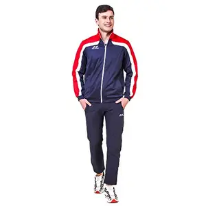 Nivia Nivia 2405-1 Polyester Track Suit, Men's Large (Navy Blue/Red/White)