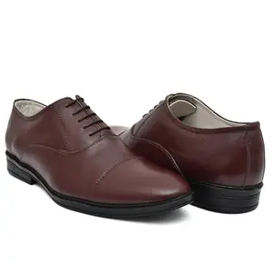 ASM Black Leather Oxford Shoes for Men. (Cherry Brown, 9)