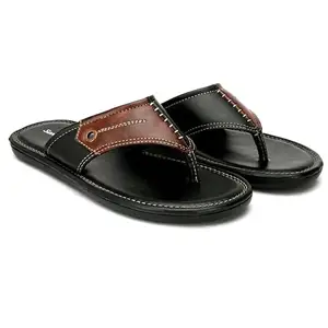 San Frissco Men's Sandal Anti Slippery Chappal with Sturdy Grip/Ultra Soft Lightweight Durable Chappal for Outdoor Use/Festive Ethnic Wedding Slip on Slippers for Men - 10 (Black)