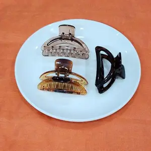 RHOSYN Medium Hair Claw Clips, Non-slip Semicircle Hair Styling Accessories, Acrylic Banana Hair Barrettes for Women/Girls (Pack of 3)