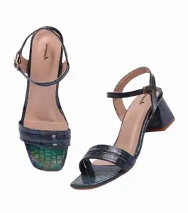 Longwalk Women Heeled Sandal, Adjustable Back Strap Buckel Black