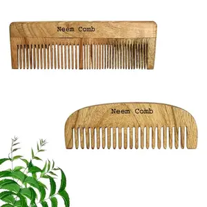 Arooman™ Neem Wood Hair Comb,Comb for unisex, Pack-2, Color- Brown