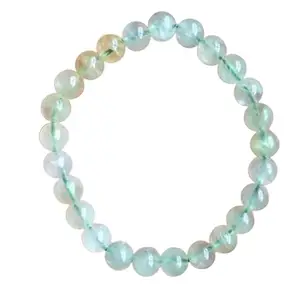 RRJEWELZ Natural Prehnite 8mm round Shape smooth Cut Beads 8 Inch Stretchable Bracelet for Men & Women.|STBR_RR_07879_8.0