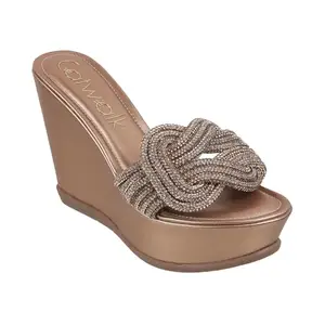 Catwalk Women Stylised SLIP-ON Platforms | For Women & Girls (ROSE GOLD,6 UK)