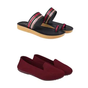 ZENWEAR Extra Soft Classic Casual wear with Flexibility Technology Sandal Combo for Women's/Girl's(6144+2015)(5) Multicolor