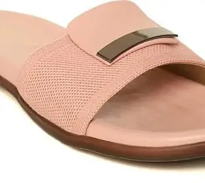 MONROW River Leather Flat for Women, Pink, UK-5 | Casual & Formal Sandals | Stylish, Comfortable & Durable | Occasion Wear