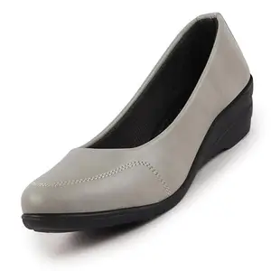 FAUSTO FST FJDWC-7022 GREY-39 Women's Grey Formal Platform Wedge Heel Slip On Ballerina Shoes (6 UK)
