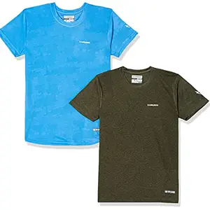 Charged Active-001 Camo Jacquard Round Neck Sports T-Shirt Scuba Size Small And Charged Brisk-002 Melange Round Neck Sports T-Shirt Olive Size Small