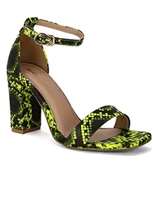 Bruno Manetti Women's Green slipon back strap heels with buckle woven Sandals