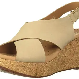 Clarks Women's Annadel Eirwyn Sand Nubuck Wedge Sandal-4 Kids UK (26124873)