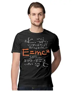 ALLEN BLACK Men's Regular Fit T-Shirt Mass-Energy Equivalence 100% Cotton T-Shirt Black_EMCSQUMEN-Black 5XL Men Round_