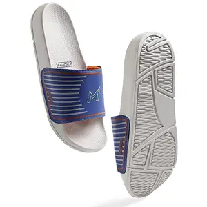 CHUPPS X Mi Official Sliders Grey & Orange Drift Orthopedic Slippers | Soft Footpharma Footbed | Breathable Ventilation Holes | Lightweight Flip Flops | Anti-Skid Chappals for Everyday For Mens