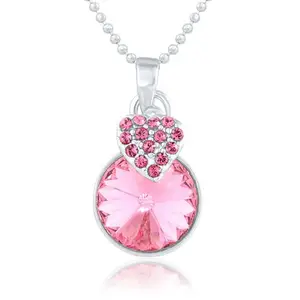 Mahi Pink Heart Strawberry Rhodium Plated Pendant with Chain for Women PS1194089RPin