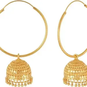 Traditional Temple Jewellery 14k Gold Polish Ethnic South Indian Meenakari Ghungroo Jhumka Bali Earrings For Women_05