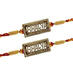Partunay Set Of 2 Pcs Antique Look Bhaiya Rakhi Set For Brother Bhaiya Bhai Rakhi Gift For Brother