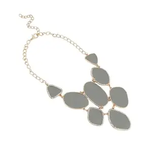 SOHI Women's The Marcia Statement Necklace For Casual Wear | Ash Grey Colour | Alloy Material | Lobster Clasp Closure | Artificial Stone Necklace| Statement Necklace For Women & Girls