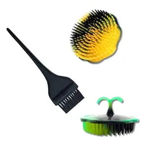ZAUKY Hair Comb Scalp Massaging Brush Hair Care Massager Tool For Men And Women Pack Of 2 Random Colours With 1pcs Hair Dye Brush Hair Coloring Brush Hair Mehandi Brush