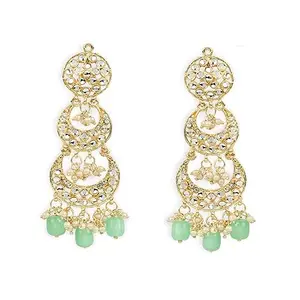 I Jewels 18K Gold Plated Alloy Kundan Stones & Pearl Earrings For Women(E3034Min)