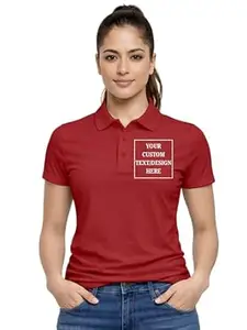 FASHIENT Customized Women’s Polo T-Shirt | Personalized Logo & Text Print | Premium Cotton Blend | Collared Half Sleeve Casual Wear