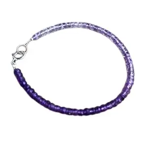 RRJEWELZ Shaded Amethyst Rondelle Beaded Bracelet – Faceted 3mm Multicolor Stones with Silver Lock – 7 Inch Adjustable link Bracelet for Men & Women|LCBR_RR_06044