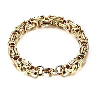 ZIVOM® 316L Stainless Steel Thick 3D Gold Plated Byzantine Bracelet For Men