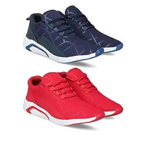 ZENWEAR Combo Pack of 2, Sports and Running Shoes for Men (Blue-Red, Numeric_9)