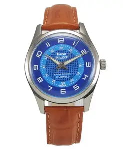 Discover Diamonds HMT Pilot Transparent Back 17 Jewels Blue Dial Radium Hands Mechanical Hand-Winding Men's Wrist Watch