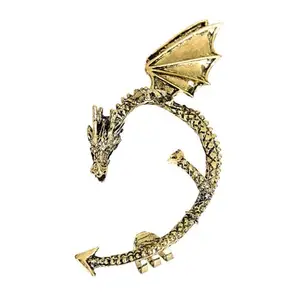 Via Mazzini Clip-On Metal Antique Golden Stylish Strahan Dragon Single Ear Earcuff Earring (ER2376) 1 Pc