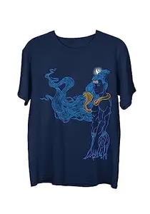Wear Your Opinion Men's S to 5XL Premium Combed Cotton Printed Half Sleeve T-Shirt (Design : Shiva Smoke Effect,Navy,Large)