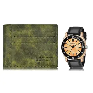 LOREM LOREM Combo of Men Watch & Artificial Leather Wallet-FZ-WL17-LR52