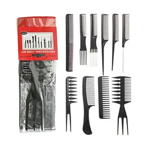 Civaki Set of 10 Pcs Multipurpose Salon Hair Styling (41 * 25) cm Hairdressing hairdresser Barber Combs Professional Comb Kit