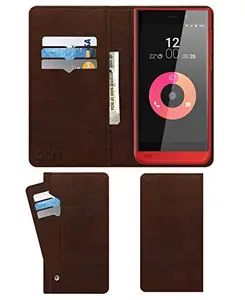 ACM Wallet Leather Flip Carry Case Compatible with OBI Worldphone Sj1.5 Mobile Flap Card Holder Front & Back Cover Rich Brown
