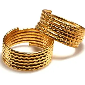 Deccani Handicrafts Daily Use Metal Alloy (Panchaloha) Toe Ring for Women- Multi Round Spring Type with Dot Pattern