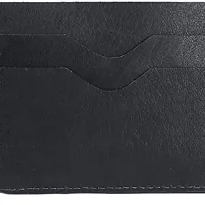 Du vera Genuine Black Leather Credit & Debit Card Holder Mini { 4 Card Slot}