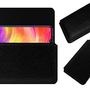 ACM Horizontal Case Compatible with Redmi Note 7 Mobile Leather Cover Pouch Black
