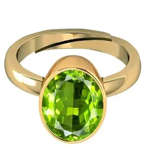 DAURAYA GEMS 8.25 Ratti/9.00 Carat Certified Natural Green Peridot Gemstone Gold Plated Adjustable Ring for Men and Women