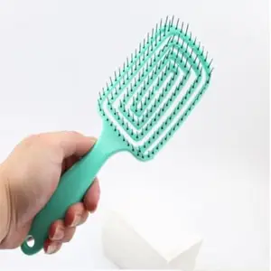 SLONCEIDZ Hair Brush, Curved Vented Brush Faster Blow Drying, Professional Curved Vent Styling Hair Brushes for Women, Men, Paddle Detangling Brush (Green)
