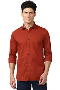 Peter England Men's Slim Fit Shirt (PCSFSSLFY07292_Red 40)