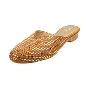 Metro Womens Synthetic Antic Gold Slip Ons (Size (3 UK (36 EU))