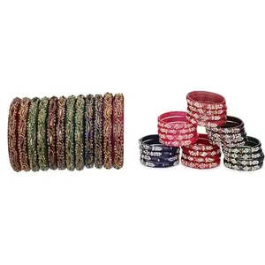 Somil Combo Bangles Set For Women & Girls | Multi-Color Chudi | Wedding, Festival, Daily & Occasion Use, Pack Of 36, Multicolor -D190
