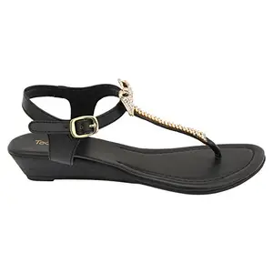 Tao Paris Women High Res Black Leather Fashion Sandals-8 Uk (40 Eu) (2419301)(Black_synthetic)