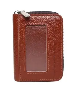 Kesariya Fashion Credit Card Wallet, Zipper Card Cases Holder for Men Women, RFID Blocking(Brown)
