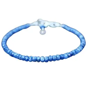 RRJEWELZ Burma Sapphire Bracelet for Men & Women – 3-3.5mm Rondelle Faceted Blue Beads – 7 inch adjustable with Silver Plated Clasp – Healing, Fashion, Gift, Spiritual, Yoga|LCBR_RR_01736