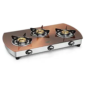 PADMiNi Aluminium 3 Burner Cs 3 Gt Kopper Glass Cooktop (Copper, 16 x 77 x 46 cm)